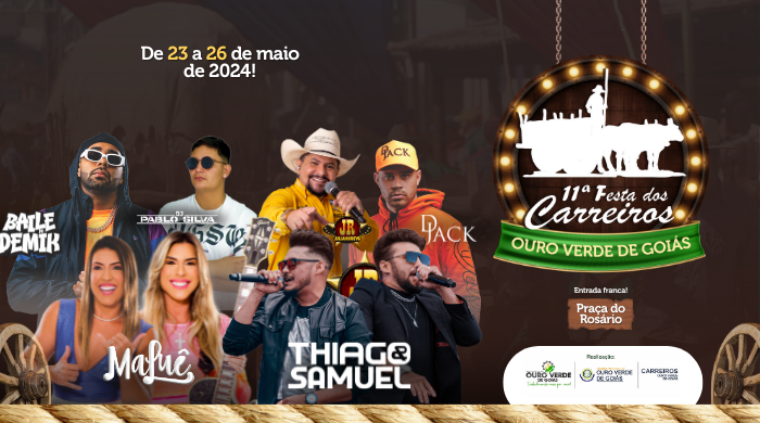 PREFEITURA DE OURO VERDE DE GOIÁS DIVULGA PROGRAMAÇÃO DA 11ª FESTA DOS CARREIROS